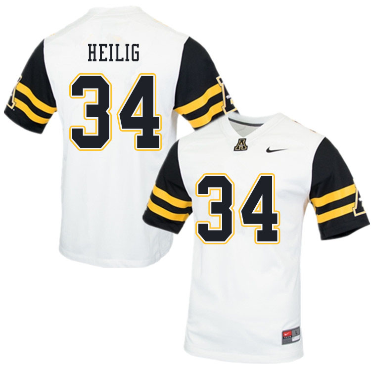 Men #34 Jourdan Heilig Appalachian State Mountaineers College Football Jerseys Sale-White